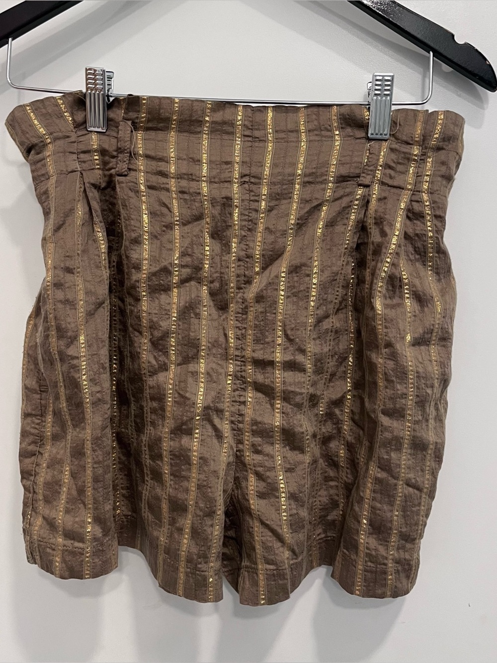 Zara Brown Mini Shorts with Gold Stripes Femme Flashy Star power Medium Cute